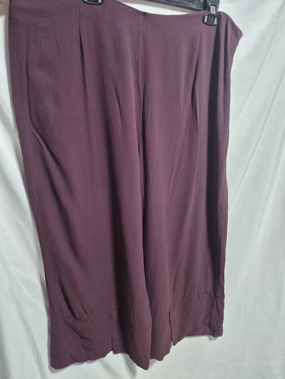 Eileen Fisher XL 100% Silk Wide Leg Pants Plum Purple Pull On - Picture 3 of 13